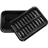 Certified Appliance Accessories SPL50008 Small 2-Piece Broiler Pan & Grill Set Porcelain-on-Steel 13"x8-3/4"x1-3/8" Broiler Pan for Oven, Black