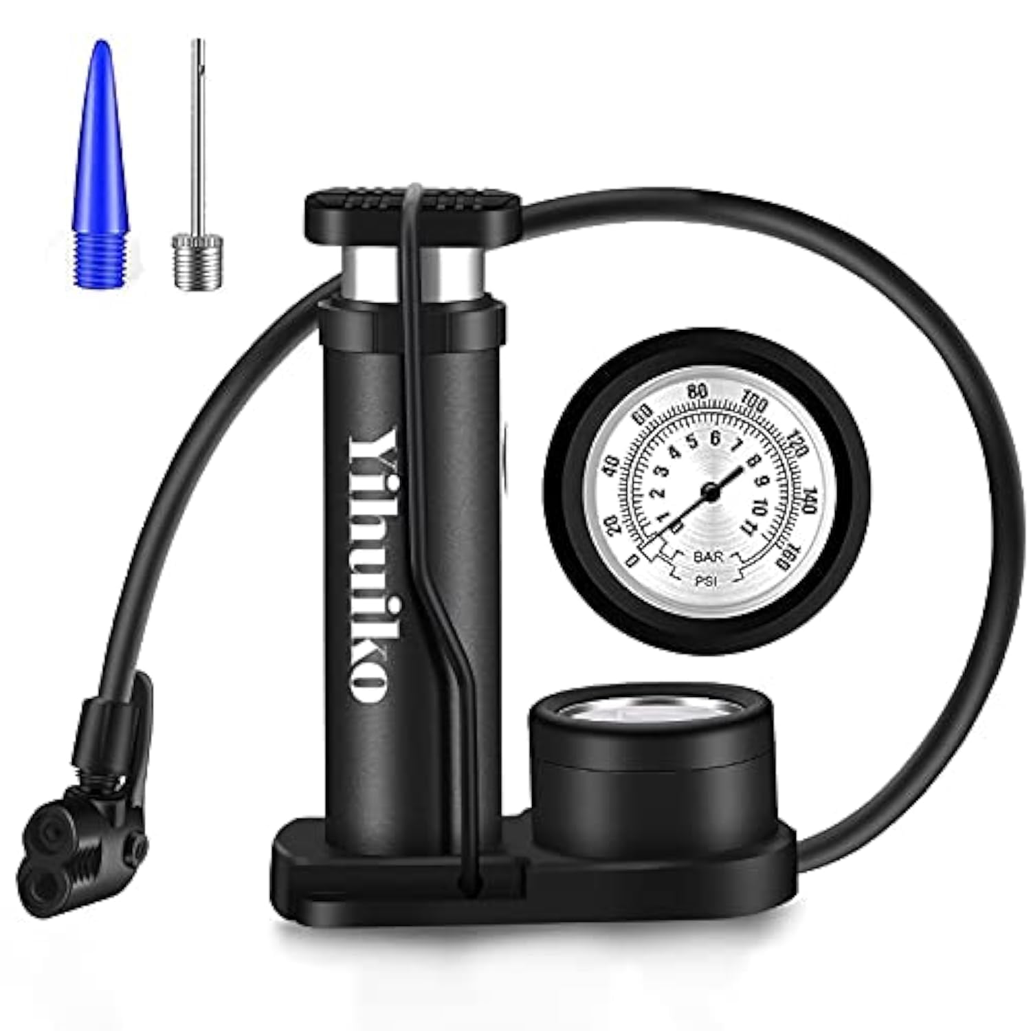 Mini Bicycle Pump Bike Foot Pump 120 PSI Foot Activated Floor Pump with extra sensitive Pressure Gauge Portable Air Pump with Gas Ball Needle for All Bike, Fits Presta & Schrader Valve