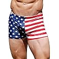 NEPTIO Men's American Flag Print or Solid Color Midcut Trunk Swimsuit for Men