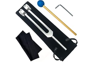 FSHANEE 128Hz Tuning Fork Nerve Sensory Healing Instrument with Silicone Hammer and Cleaning Cloth, Weights Aluminum Clinical Grade Repair Tool (128C Hz, Silver)