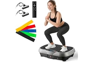 ALSO GO Vibration Plate Exercise Machine, 6 Workout Modes & 120-Level Vibration Platform for Weight Loss/Lymphatic Drainage, 400lbs Capacity Vibration Board with Resistance Bands for Full Body Workout