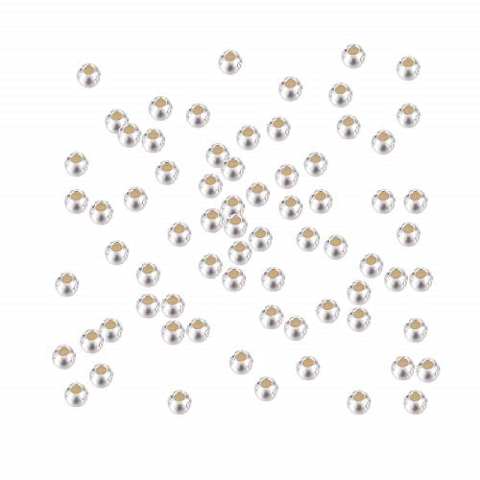 HooAMI 925 Sterling Silver Beads Charms Jewellery Findings Making Craft (100pcs 2mm)