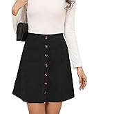Bbkkuck Women's Button Down Corduroy Skirts High Waist A-line Pleated Short Mini Skirt with Pockets
