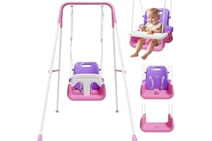 TOREVSIOR Upgraded Toddler Swing with Tray, Baby Swing Outdoor with Detachable Design, Safety Belt, Foldable Frame for Outdoor & Indoor Use