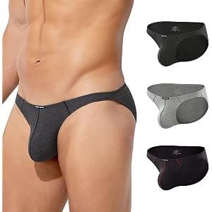 Casey Kevin Mens Bamboo Viscose Briefs Sexy Soft Stretch Underwear 3-Pack | Low Rise Lingerie,Skin-Friendly,Breathable,Moistu