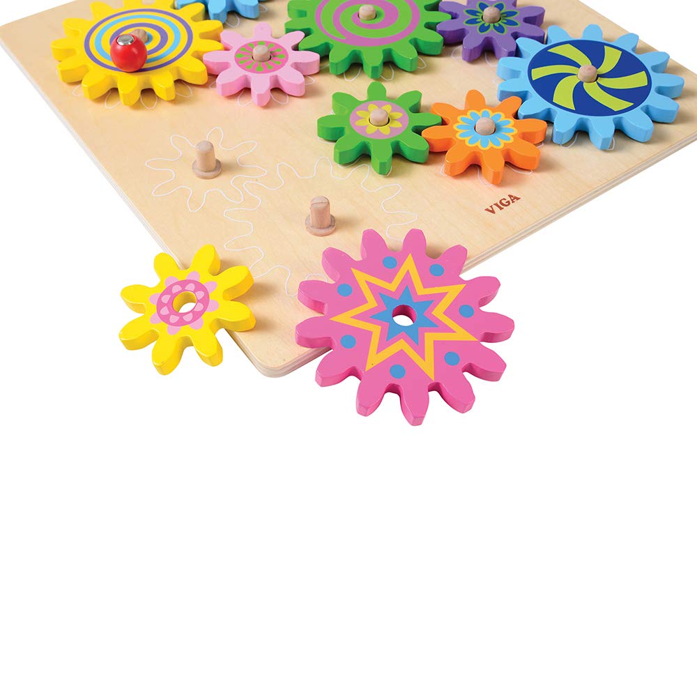 Constructive Playthings Interchangeable Spinning Gears with Fixed Axles On A 11 3/4