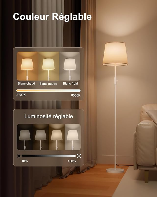 Lampadaire LED RGB Connecté, App, Compatible avec Alexa