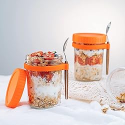 SMARCH Overnight Oats Jars with Lid and Spoon Set
