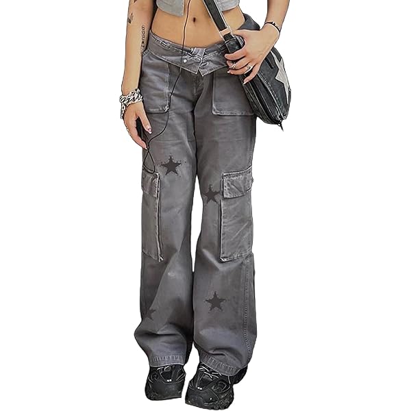 パンツ gimmick cargo pants low rise grunge y2k Y2K Goth Cargo Pants - Womens Low Rise Baggy Jeans, Fairy