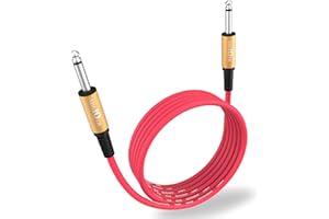 Augioth Guitar Cable 20 ft, Stage Electric Instrument Bass Cable AMP Cord 1/4 Straight to Straight Red
