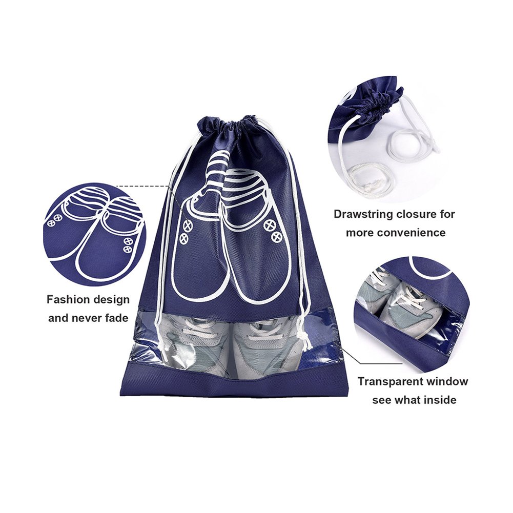 10pcs Travel Shoe Bags, Vinmax Dust-proof Organizer Bags(X-Large,Navy Blue)