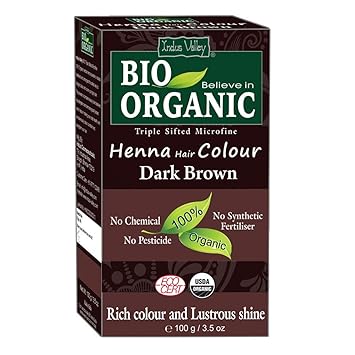 Indus Valley 100 Percent Organic Hair Color, Dark Brown, 100g