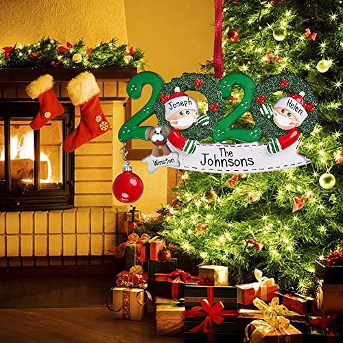 Christmas Personalized Quarantine Ornaments Creative Family Members Masked Christmas Tree Hanging Pendant Gifts for Family and Friends