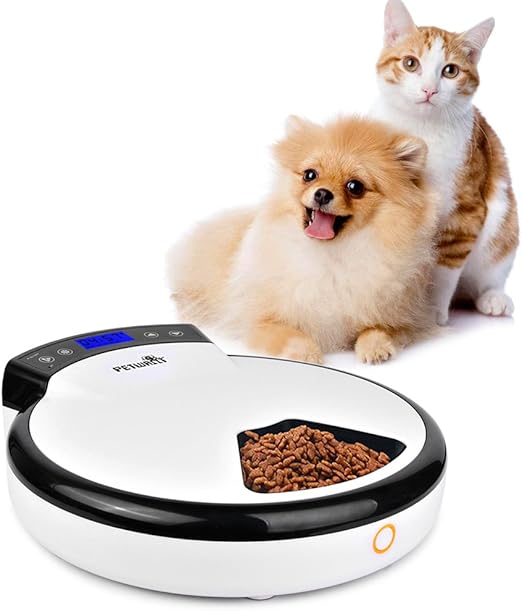 Distributeur Automatique De Nourriture Pour Chien Chat Sec Et De Nourriture Humide 5 Repas 5 X 240 Ml Amazon Fr Animalerie
