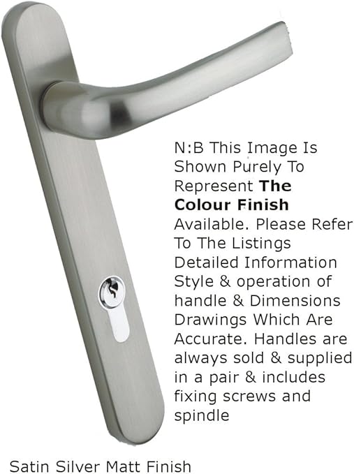 Mila Upvc Door Handle 92pz With 211mm Screw Fix Sprung Satin Chrome