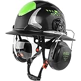 GREEN DEVIL Matrix Full Brim Hard Hat with Ear Muffs Vented Construction Safety Helmet OSHA Approved Cascos De Construccion Work Hardhat for Men&Women