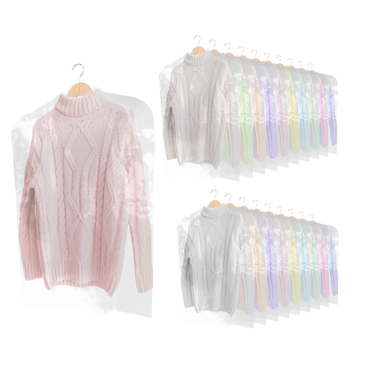 JJOnlineStore - 20 Pcs Clear Garment Bags Moth Proof | Plastic Clothes Covers | Dry Cleaning Bags | Garment Bag | Waterproof Suit Covers for Men Women - 100 Gauge Thickness (60 x 100 CM)