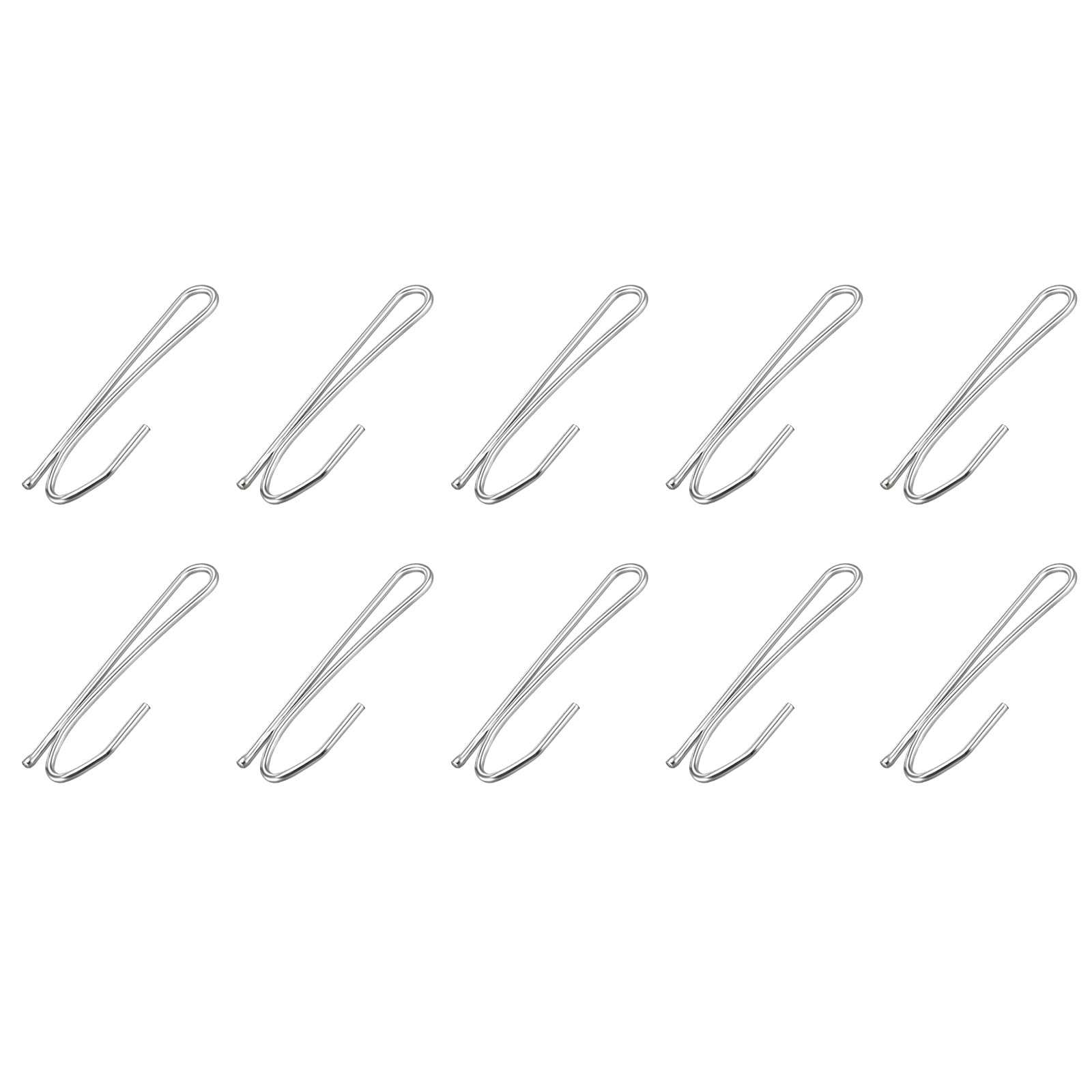 METALLIXITY Drapery Hooks Pins (2.48 x 0.71 Inch) 10Pcs, Metal Single Prongs Curtain Hooks - for Window Door Shower Curtain, Silver Tone