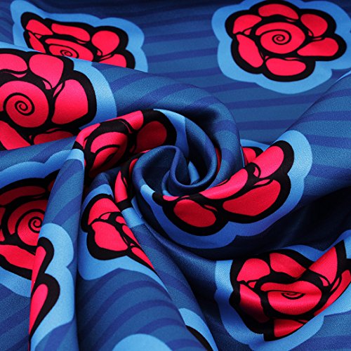 Novia's Choice Women African Floral Print Pleated High Waist Maxi Skirt Casual A Line Skirt(Little Red Flower),X-Large