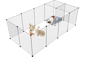 HOMICKER Pet Playpen Portable Small Animals Playpen, Customizable Shape & Height Pet Fence Yard Fence for Guinea Pigs, Bunny, Ferrets, Mice, Hamsters, Hedgehogs, Puppies, Turtles-15 Panels