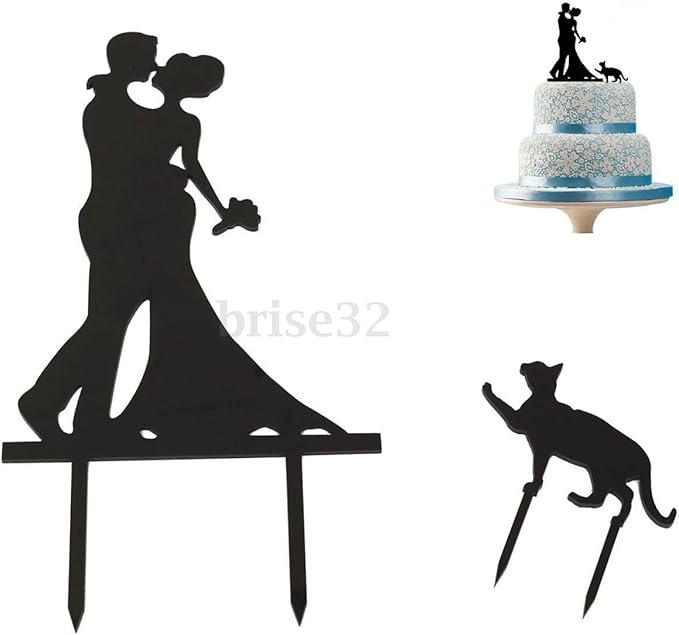 Amazon アクリルの花束新郎新婦 猫シルエットウェディングケーキトッパー恩を内装 Po G344ggw デコレーションツール オンライン通販