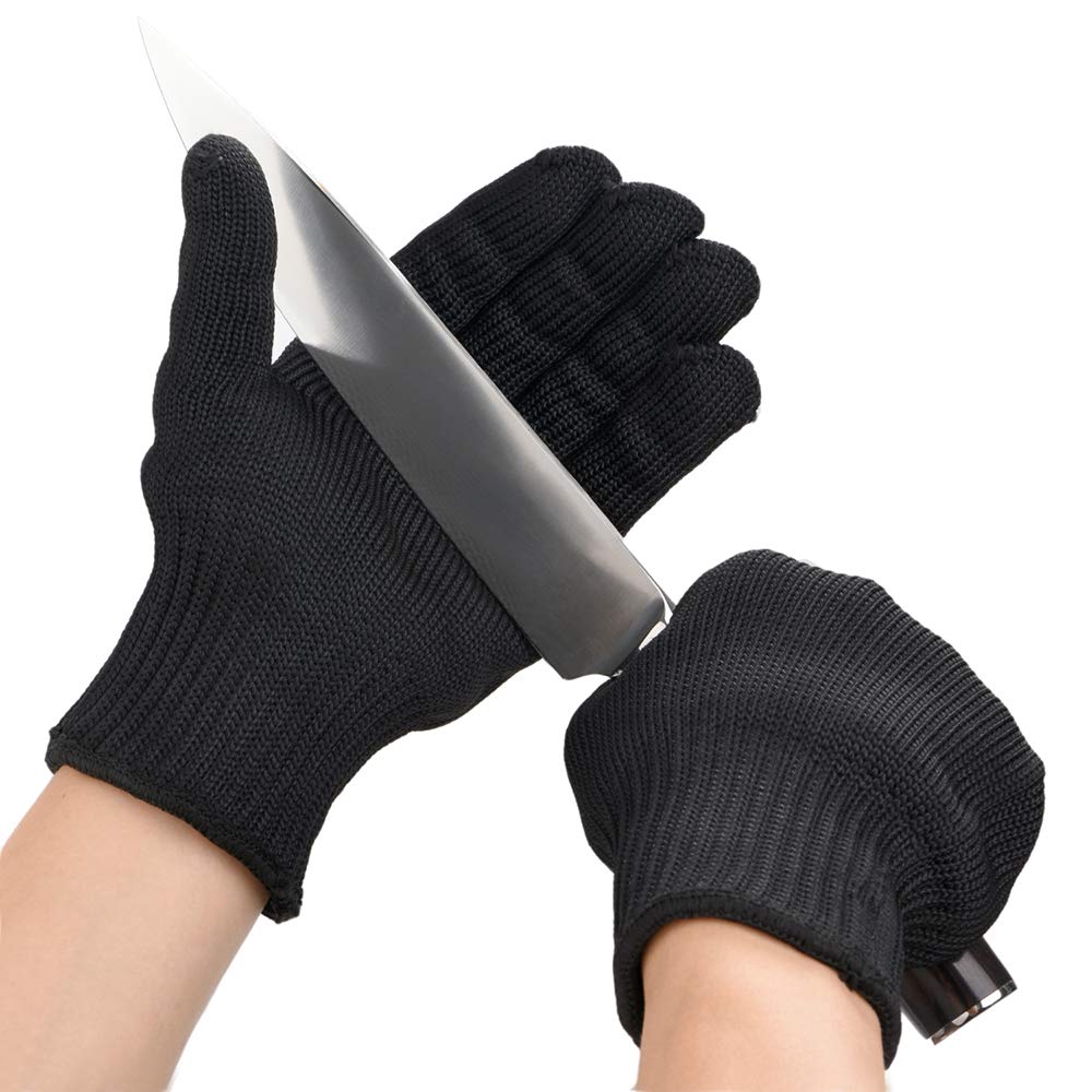 Knife Proof Cut Resistant Work Gloves, Black Chainmail Safety Work