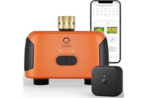 Lumary Smart Sprinkler Timer 2 Zone, WiFi Water Timer for Garden Hose, Automatic Irrigation Controller System, App Voice Control Work with Alexa and Google Assistant, Gateway Included, Brass Inlet