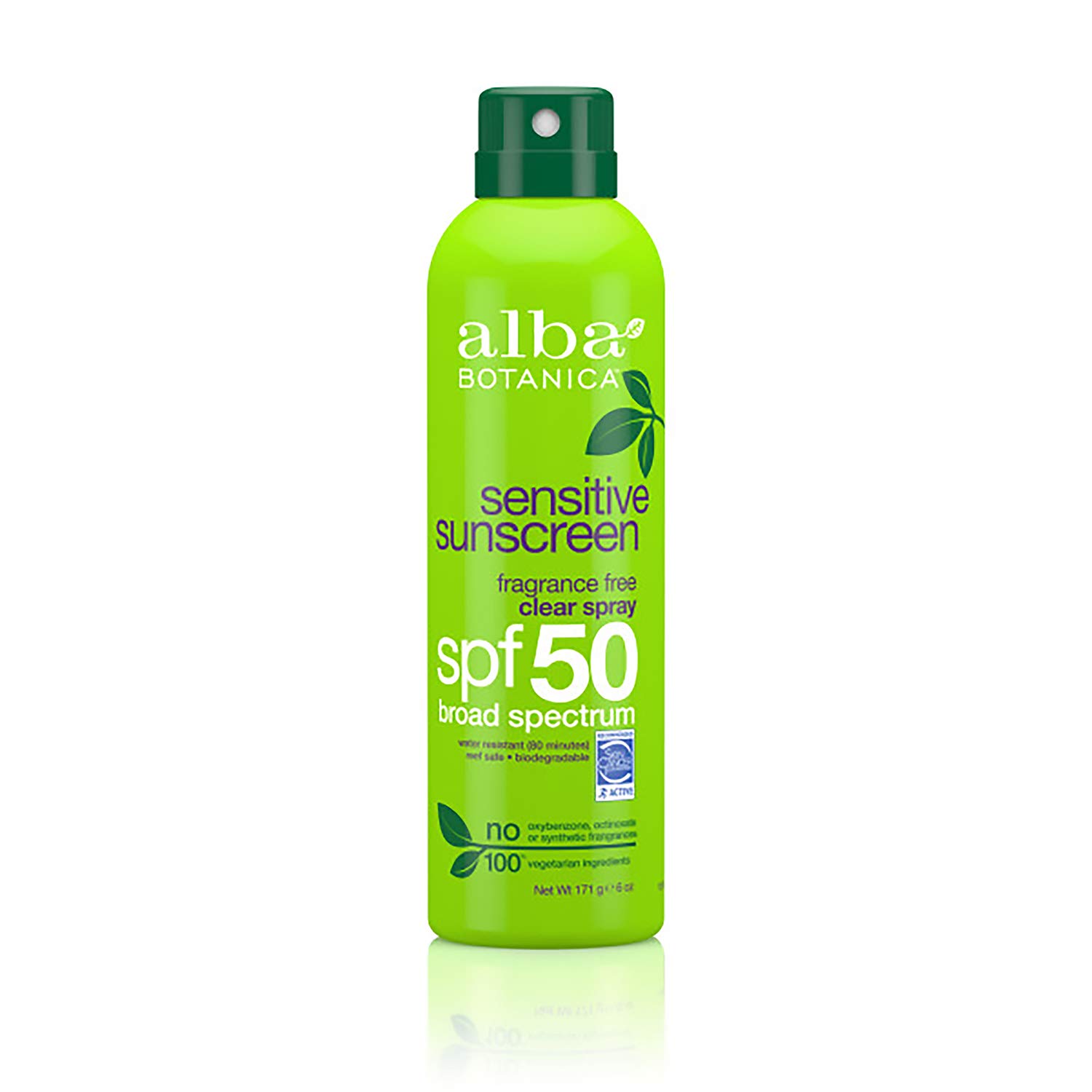Alba Botanica Fragrance Free Clear Spray Sensitive SPF 50 Sunscreen, 6 oz.: Beauty