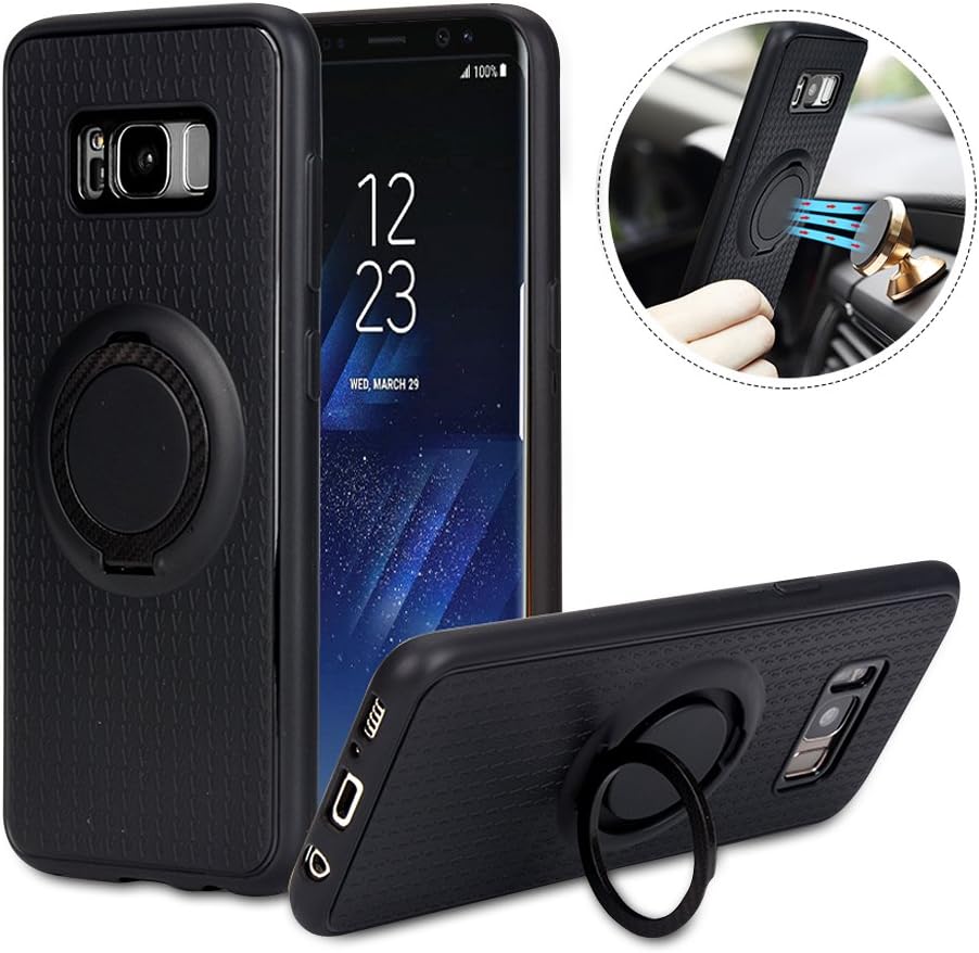 Samsung Galaxy S8 Case, Orlegol Silicone TPU Case Samsung Galaxy S8 Phone Case Ring Stand Holder Case Anti-Scratch Bumper Case Car Mount Magnetic Case Back Cover for Samsung Galaxy S8 Case Cover