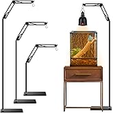 DXOVEEN Reptile Lamp Stand Reptile Light Stand (15.7inch to 74.3inch) with 360° Adjustable Swing Arm, Heat Lamp Holder for Be