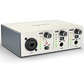 USB C Audio Interface for Recording Music, Streaming, Podcasting, Silver | XLR/6.35mm jacks, line In/hi-z switching, 3 monitoring modes, 24bit/48kHz, 48V phantom power, 2-channel, 3-color gain lights