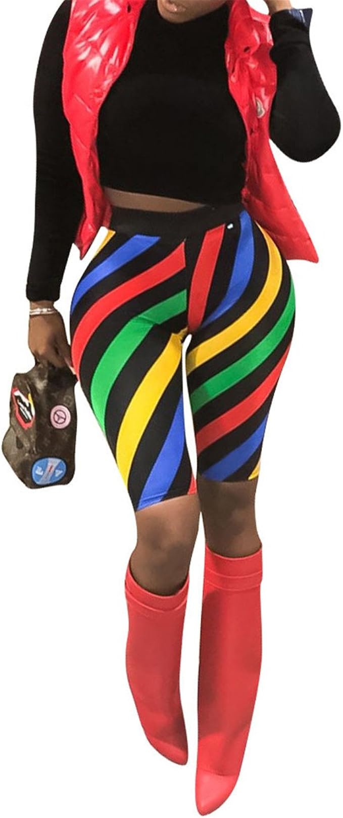 high waisted three quarter length trousers