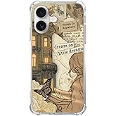 Nsydnbly Book Lover Arstistic Phone Case Compatible with iPhone 17, Vintage Vibe Girl Scrapbook Phone Cover for iPhone 17