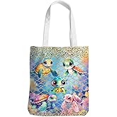 Henhesaha Turtle Stuff Sea Turtle Gifts Canvas Tote Bag for Women Girl Christmas Birthday Cute Beach Reusable Grocery Bags