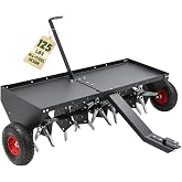 Doniks 52-Inch Tow Behind Lawn Plug Aerator with Universal Hitch, Lawn Aerator Tow Behind with 40 Galvanised Steel Tines,Tray and Inflatable Wheels for Gardens, Lawns, Farms