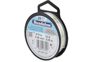 Beadalon 49 Strand Stainless Steel Bead Stringing Wire, 018 in / 0.46 mm, Silver Plated, 10 ft / 3.1 m