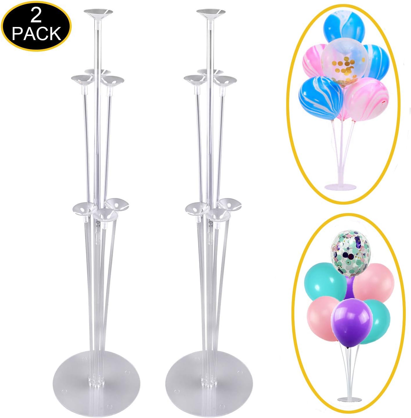 Table Balloon Stand Kit - 28" Height Clear Balloon Sticks Holder, Reusable Balloon Column Stand Sets for Happy Birthday Anniversary Wedding Party bridal Baby Shower Party Decorations