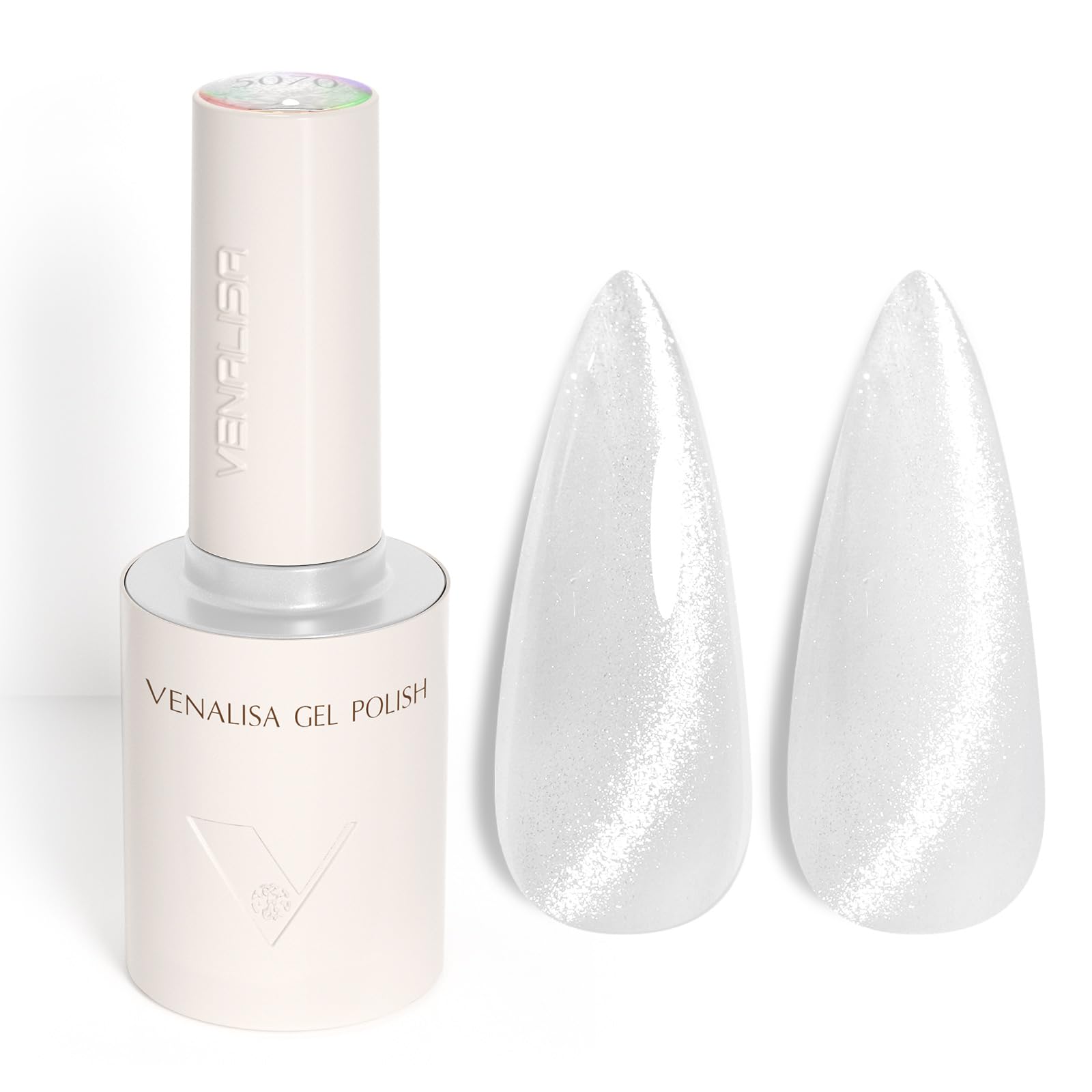 Photo 1 of VENALISA Glass Cat Eye Gel Nail Polish, 1 Pcs Silver Glitter Holographic Magnetic Gel Polish Color High Gloss Soak Off U V Nail Manicure Salon and DIY at Home Gifts for Women