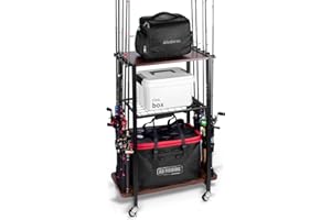 aledaras Fishing Rod Holders for Garage, Fishing Gear Tackle Cart Fishing Pole Organizer, Fishing Gear Storage Racks Holds up to 10 Rods or Combos, Fits All Fishing Rods