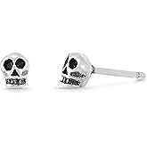 Boma Jewelry Sterling Silver Skull Stud Earrings