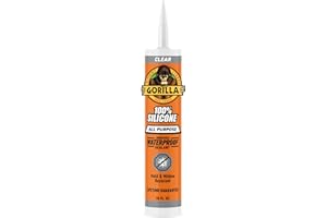 Gorilla Waterproof Caulk & Seal Silicone Sealant, 10oz Cartridge (Pack of 1) - Clear Caulking Sealant for Kitchen, Window, Bath, Marine, Door and More