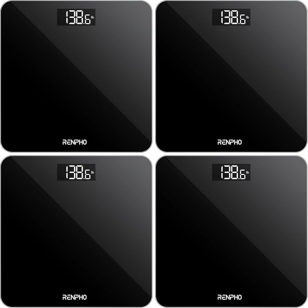 RENPHO Digital Bathroom Scale Body Weight with LED Display Black Core 1S Pack