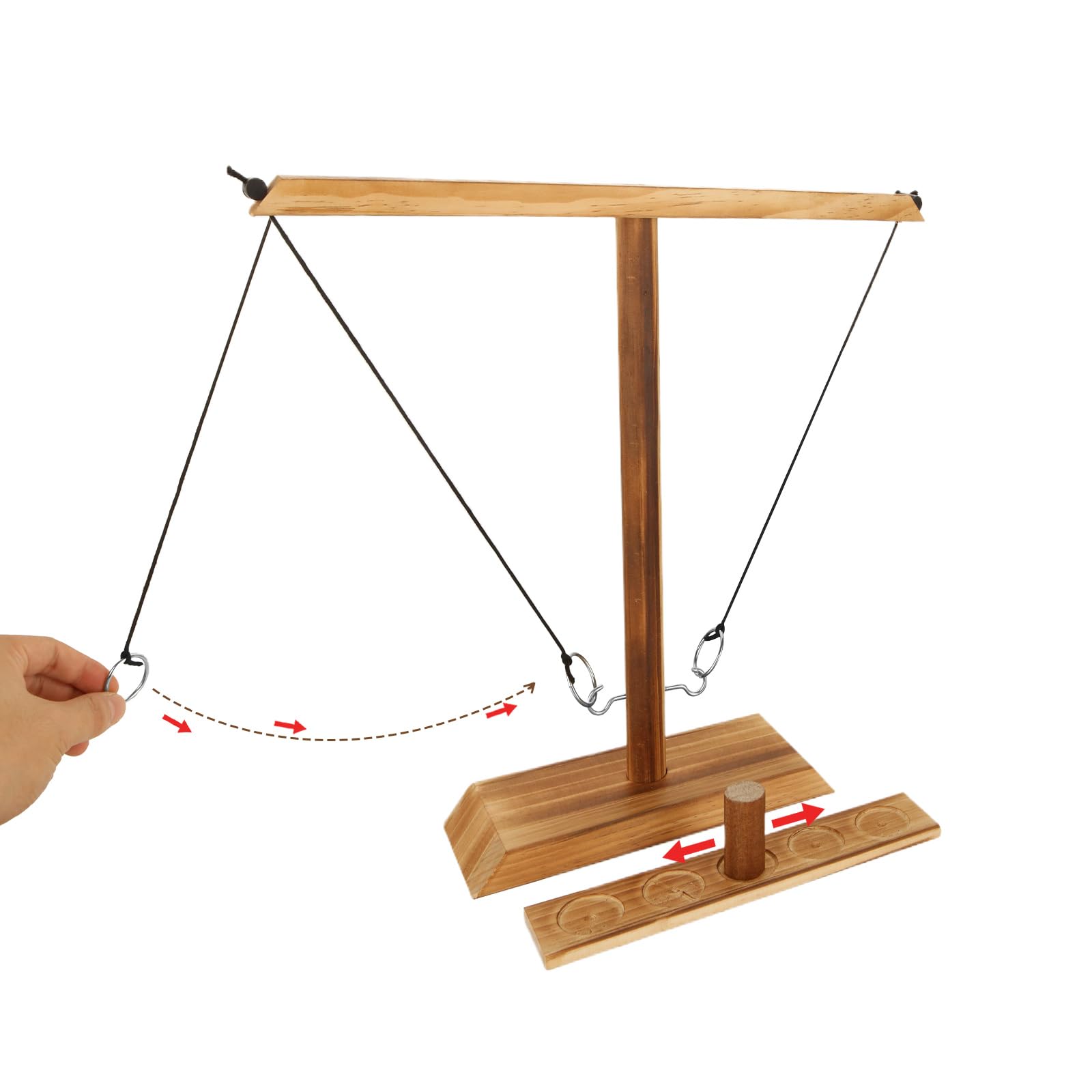 AKOLAFE Hook and Ring Toss Game 30CM Wooden Ring Toss Games with Shot Ladder Bundle for Adults, Handmade Black Hook Games for Family and Party