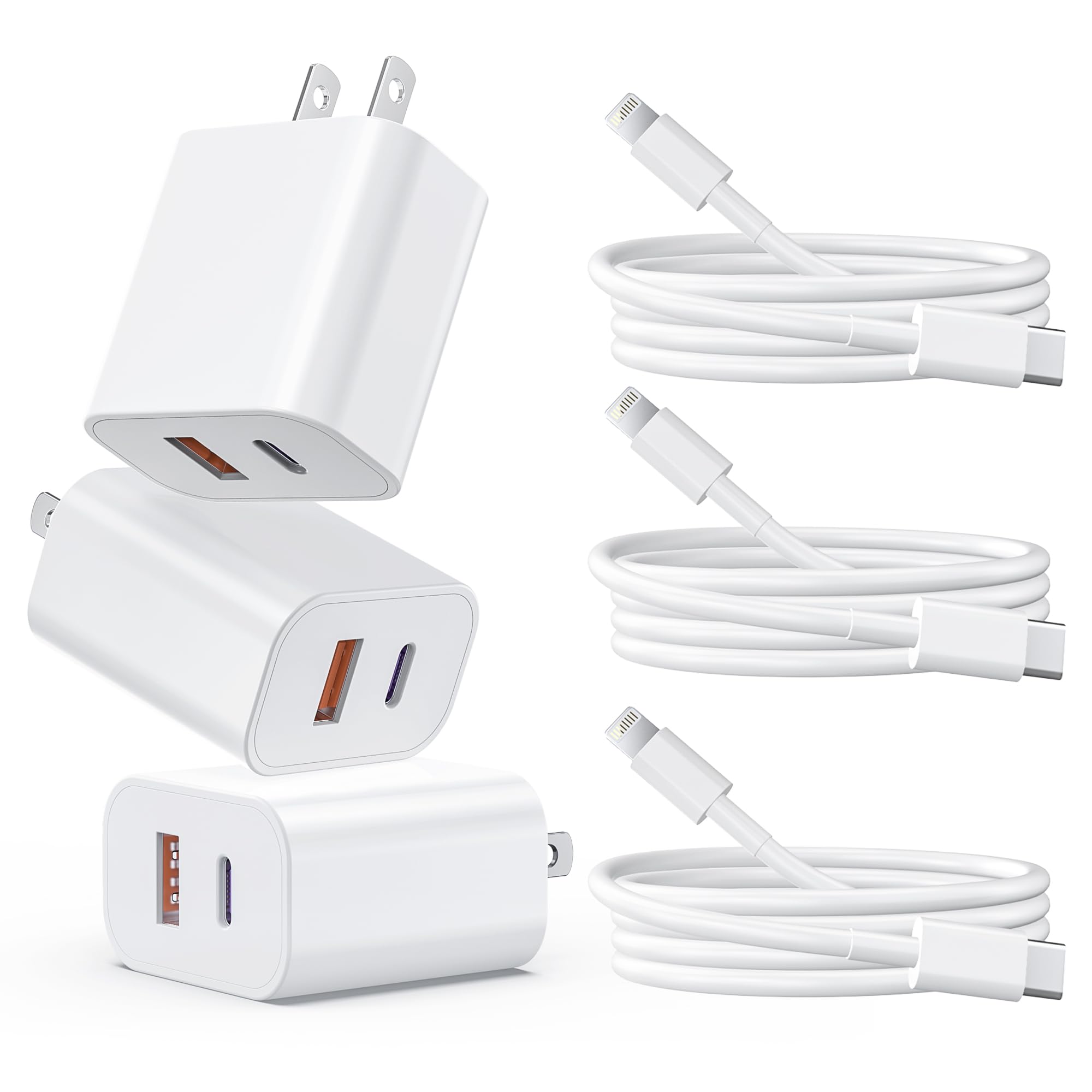 Photo 1 of SNGOAM i.Phone 14 Charger Fast Charging, 3Pack 20W PD+QC3.0 Dual Port USB C Wall Charger with 6FT USB C to Lightning Cable Compatible with i.Phone 14/13/12/Pro/Pro Max/XS/X and More