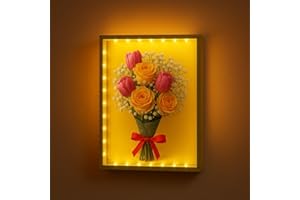 LuxRound Dried Flower Shadow Box with LED Light | Changeable Artwork Display & Storage Frame | Wall-mounted & Tabletop Photo 
