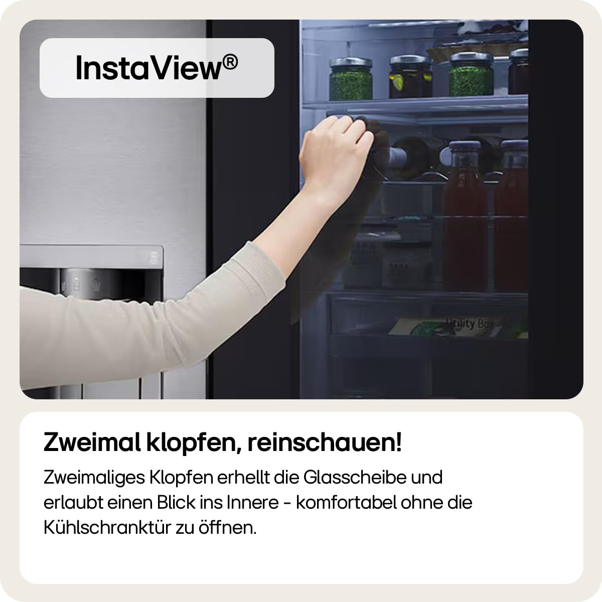 LG GSGV81PYLL Side by Side Kühlschrank, Klasse E, 635 L, Instaview, Kühlschrank mit Gefrierfach, Eis-, Crushed Ice- Wasserspender, Total NoFrost, Smart Inverter Kompressor, Wi-Fi 2