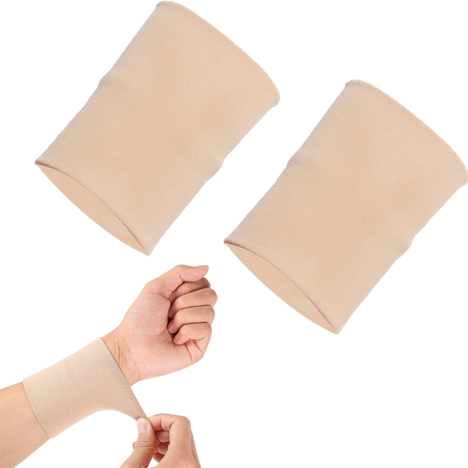 ROSENICE 2Pcs Wrist Support Brace Breathable Medical Sports Wrist Bands for Carpal Tunnel Pain, Rheumatoid Arthritis, Tendonitis, Injuries, Swelling, Bruises and Sprains (Beige) - Size M