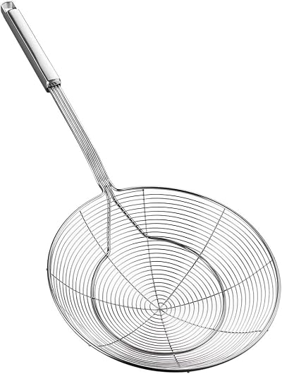 YFWOOD Strainer Skimmer Spider Ladle, Stainless Steel 7.9in Basket, 45cm Handle