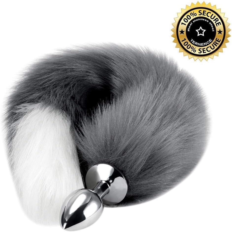 OR77- Grey Artificial Fox Tail Ànâles Pl'ugs Trainer Kit, Ladies Bûtt Pl'ugs Cosplay for Beginners (Gray3)