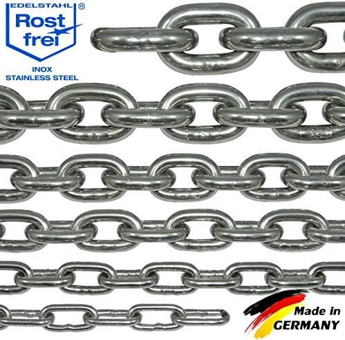 NietFullThings Stainless steel chain V4A short-linked in many lengths and thicknesses at one piece - Anchor chain DIN 5685 DIN 766 meterware stainless steel niro inox